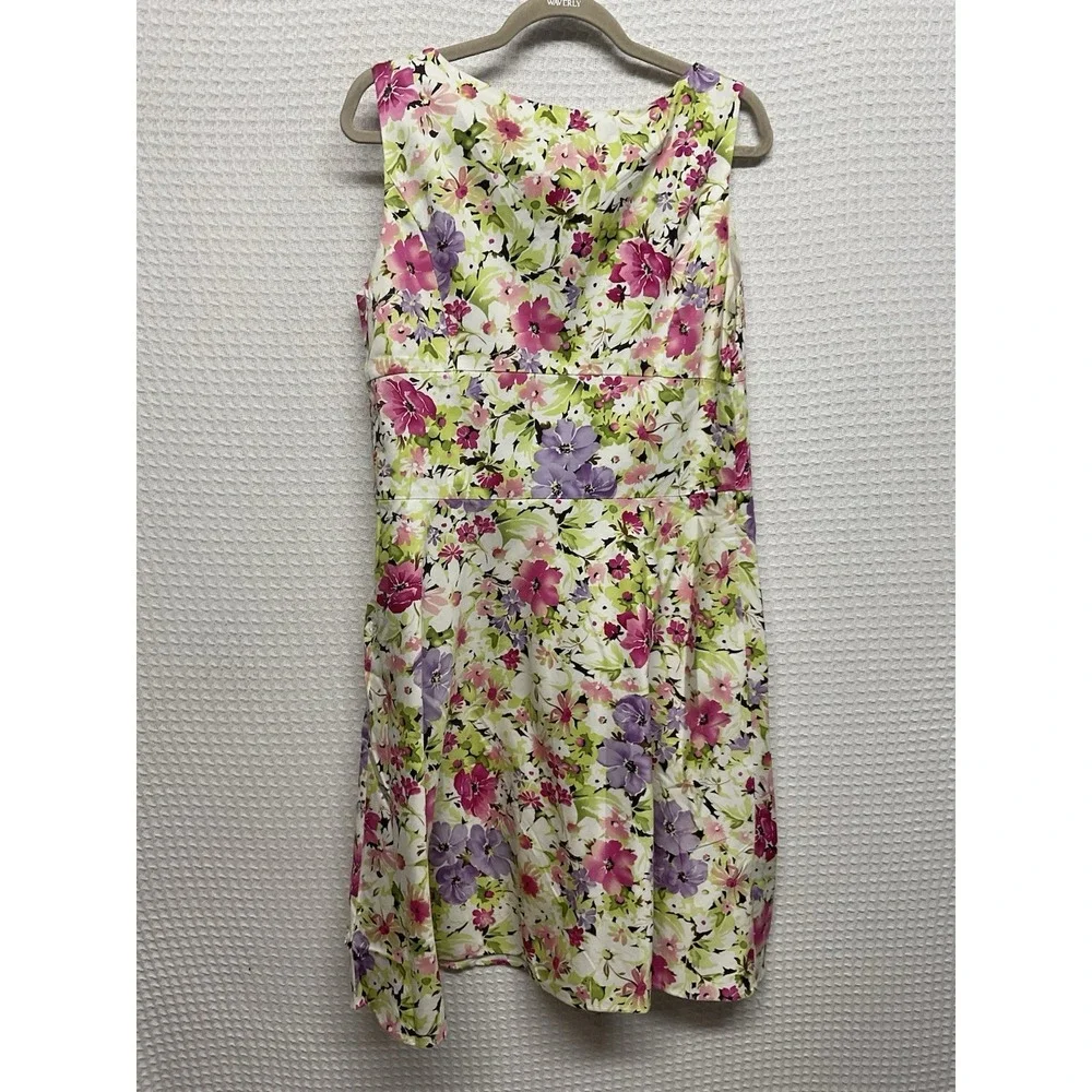 Vtg Scarlett Floral Crew Neck‎ Sleeveless Dress Size 7/8 Multicolor Cottagecore
